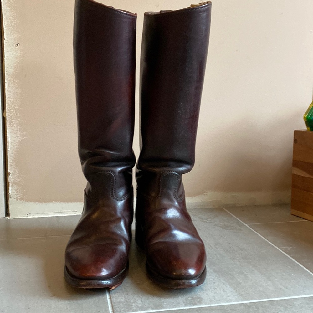 Classic Women's Tall Leather Riding Boots in Dark Brown